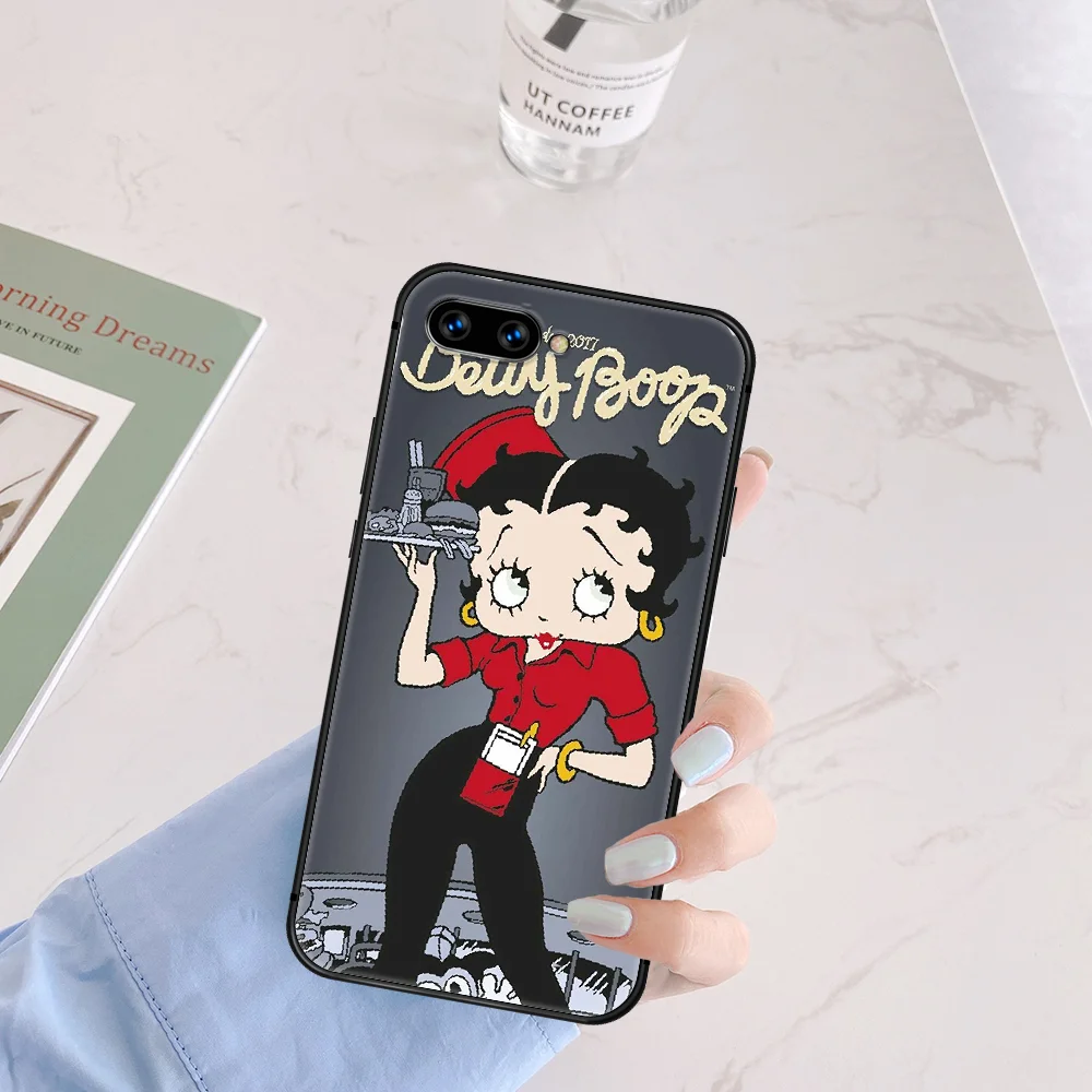 

Cute Cartoon Betty Boop Girl Phone Case Cover Hull For HUAWEI Honor 6A 7A 7C 8 8A 8S 8x 9 9x 10 10i 20 Lite Pro black Waterproof