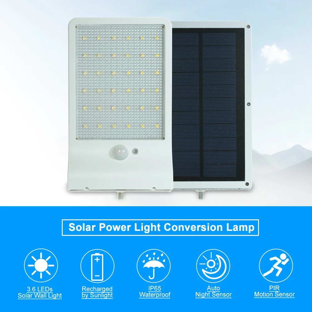 36 светодиодный уличный Солнечный Сенсор светильник движения PIR безопасности