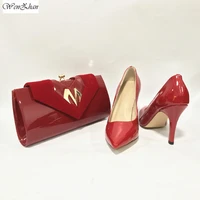 wenzhan high heel shoes and bag to match red latest design with good quality shoes with match bag set for wedding 36 43