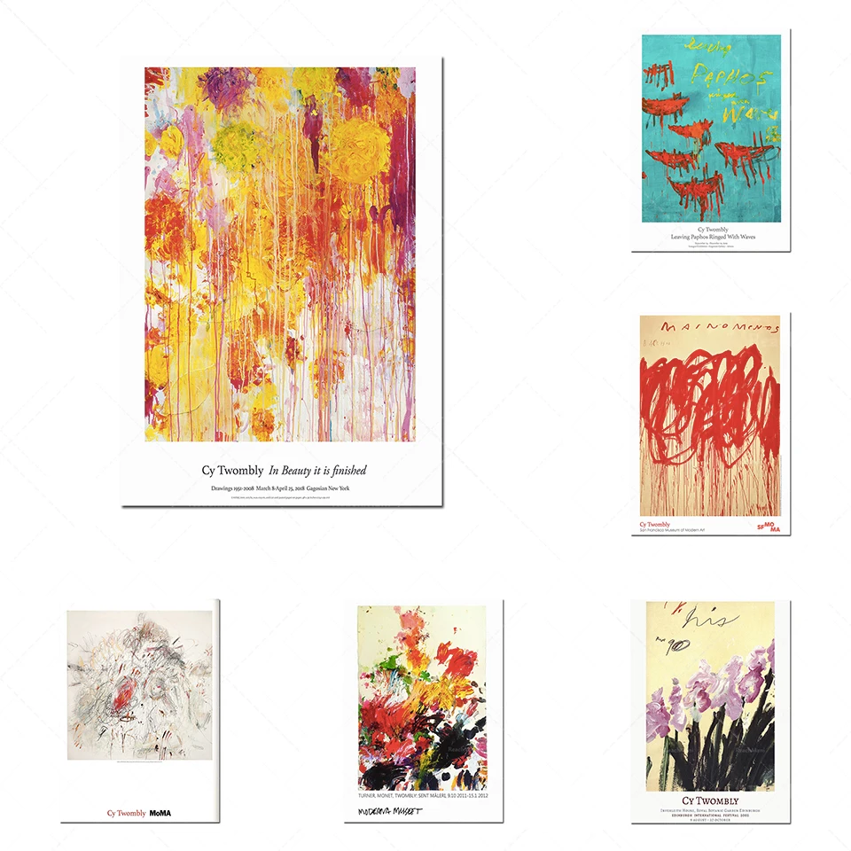 Объемная Картина на холсте Cy Twombly, декоративный плакат в западном стиле, настенная эстетика, украшение для интерьера дома и комнаты