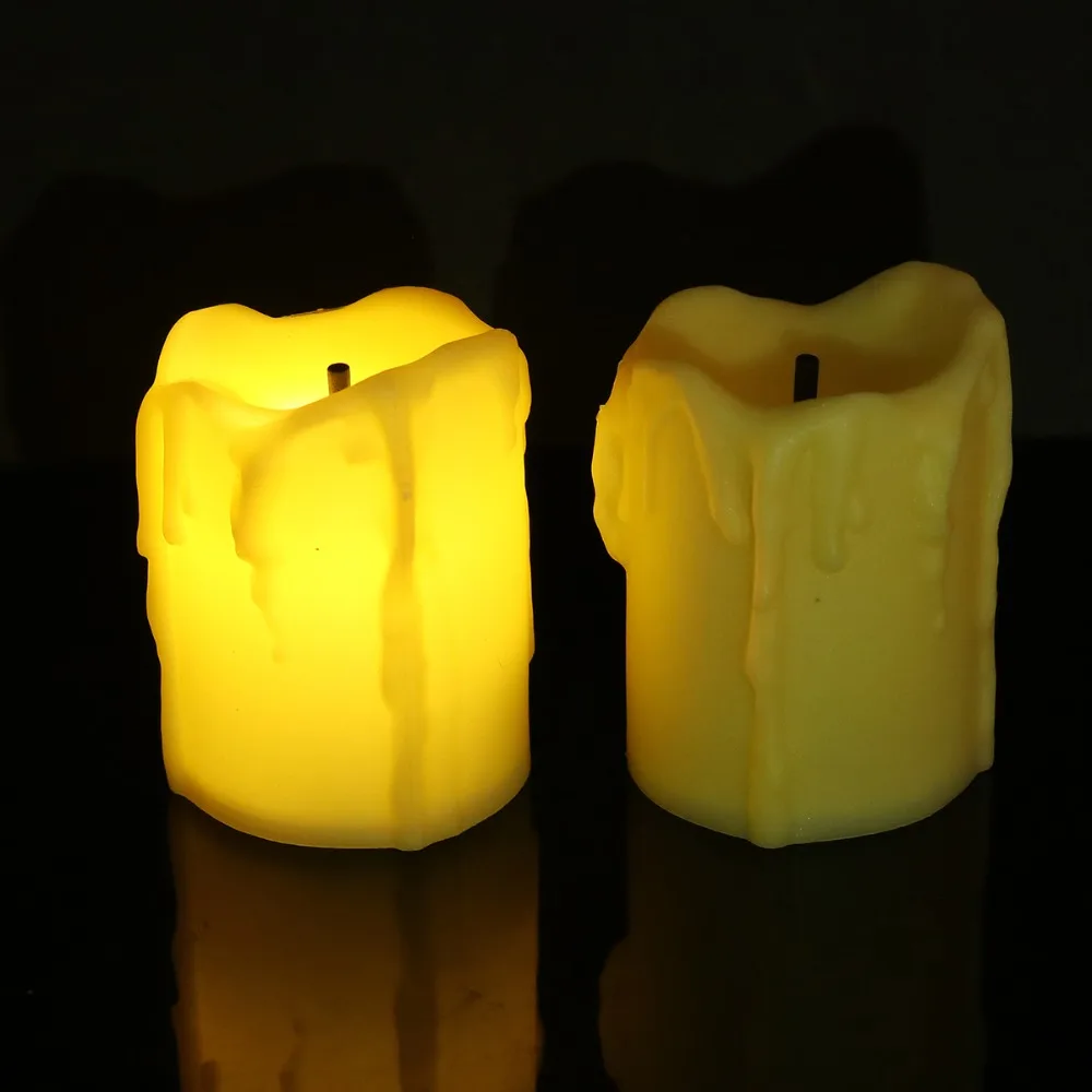2 шт. 6*5 см беспламенный светодиодный аккумулятор в форме свечи разноцветная