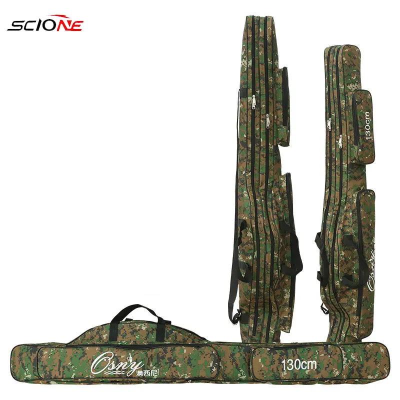 

130 см рыболовные сумки двухслойные толстые складные многофункциональные сумки для удочек чехол на молнии для рыболовных снастей держатель ...