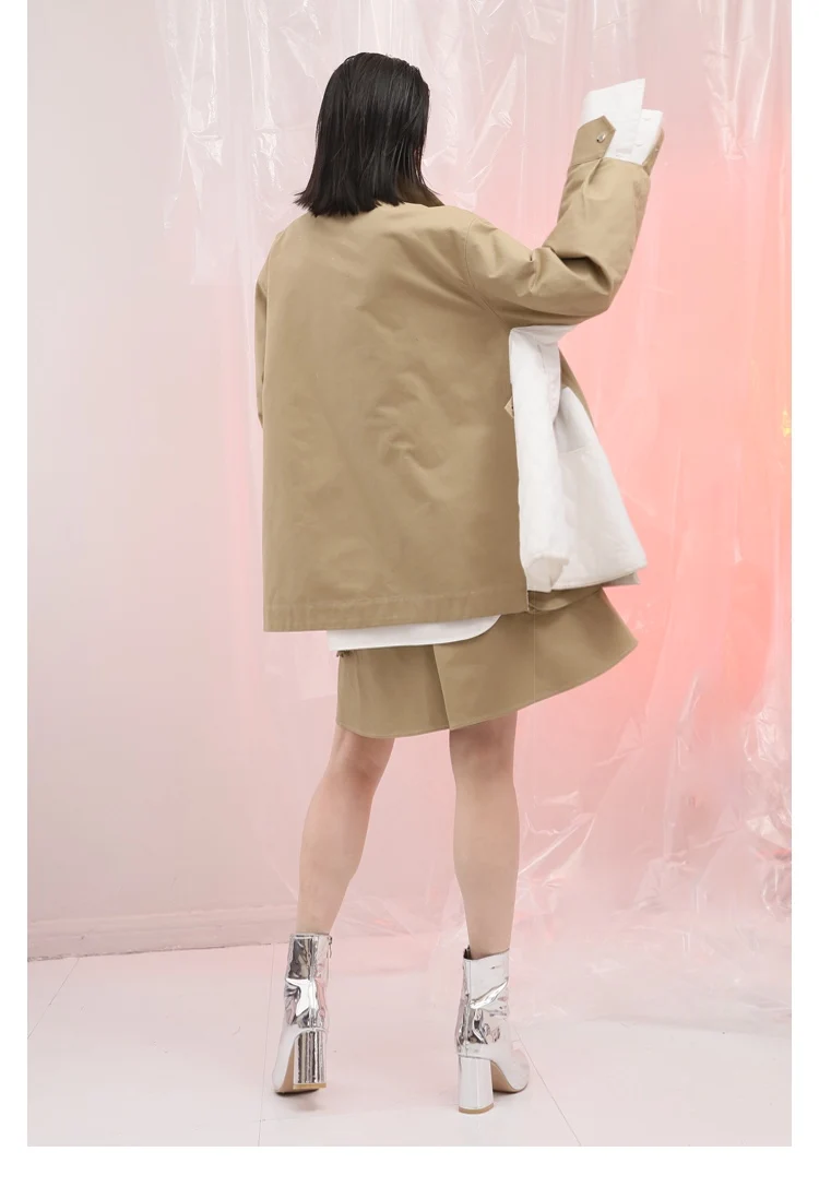 IRINAL06 FW коллекция негабаритных лоскутное стиль сафари женский плащ