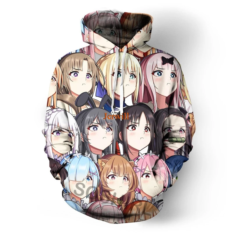 

Cute Anime Girl Pout Hoodies Funny Kawaii Lovers Hoody Unisex Winter Streetwear Harajuku Classic Pullovers Tops