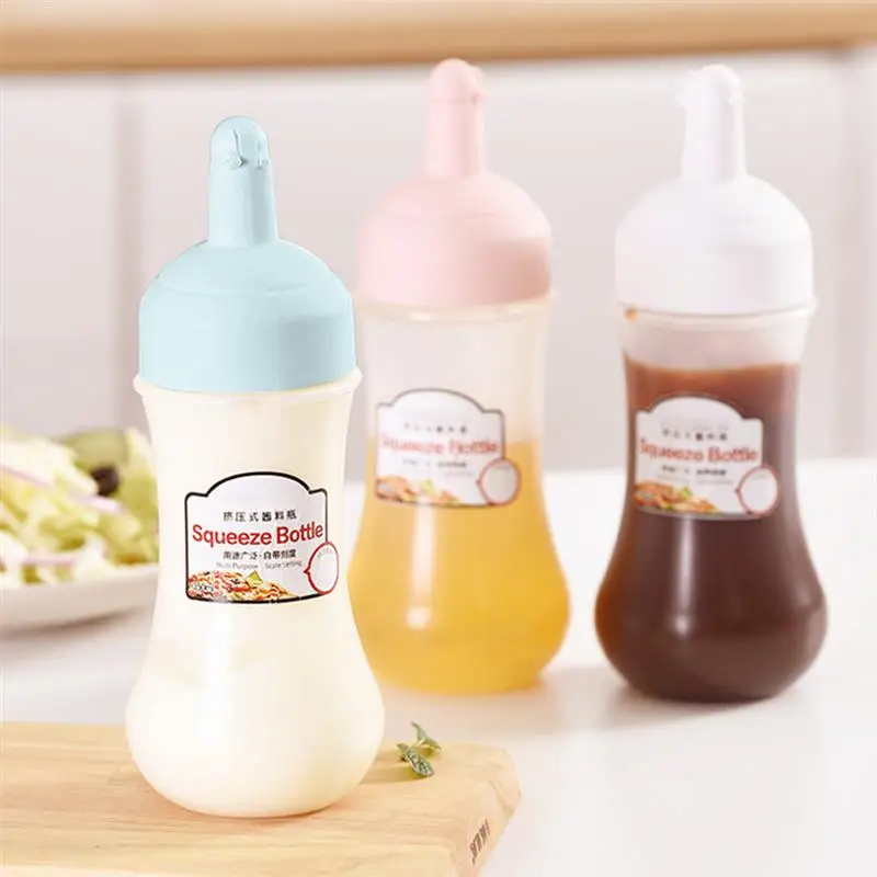 

350ML Sauce Bottle Squeezing Jam Condiment Dispenser Empty Kitchen Cooking Salad Bottle Ketchup Mustard Mayo Hot Sauces