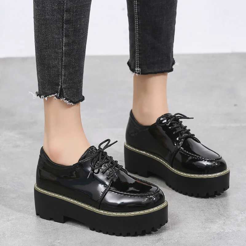 O16U/Осенняя женская обувь на плоской подошве женские кожаные кроссовки платформе
