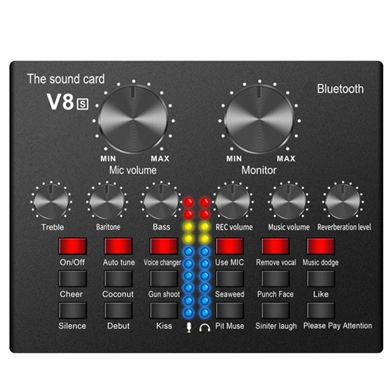 

V8S Live External Bluetooth Sound Card SmartPhone Voice Changer 12 Kinds of Sound Effects 4 Mods for Android IOS Phone