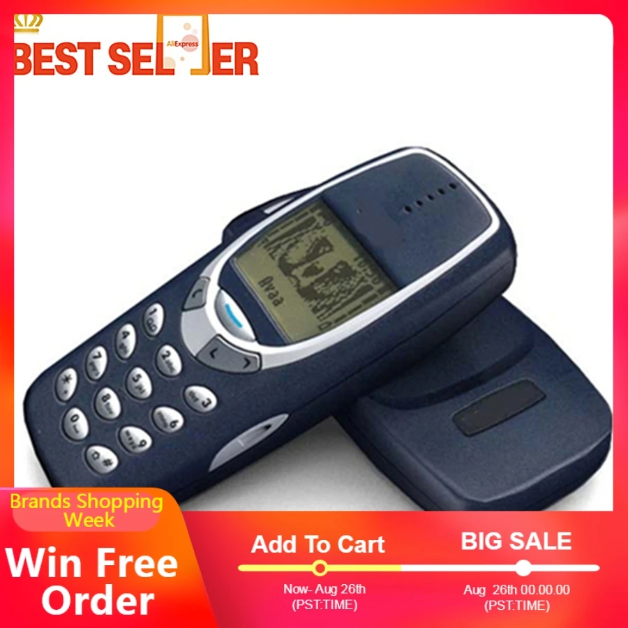 Оригинальный мобильный телефон Nokia 3310 Горячая продажа SmallPhone 2G GSM поддержка