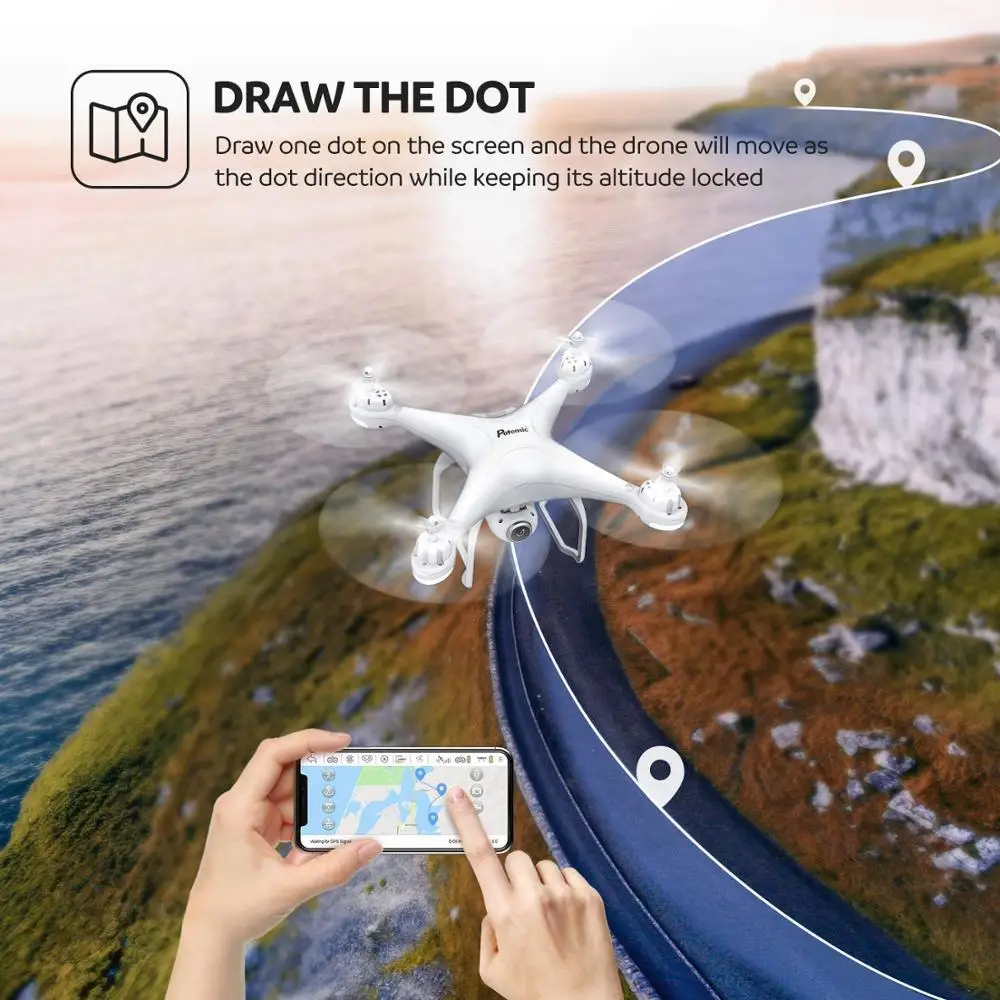 Квадрокоптер Potensic T25 Радиоуправляемый Дрон Wi-Fi FPV с широким углом обзора HD 1080P