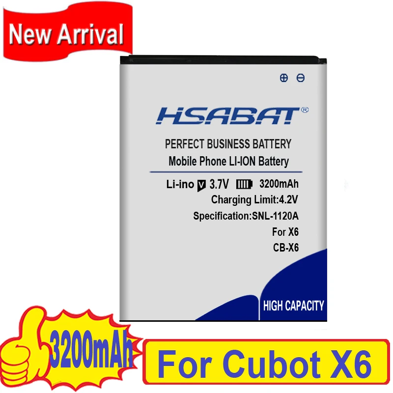 Высококачественный аккумулятор HSABAT 3200 мАч для Cubot X6 | Мобильные телефоны и