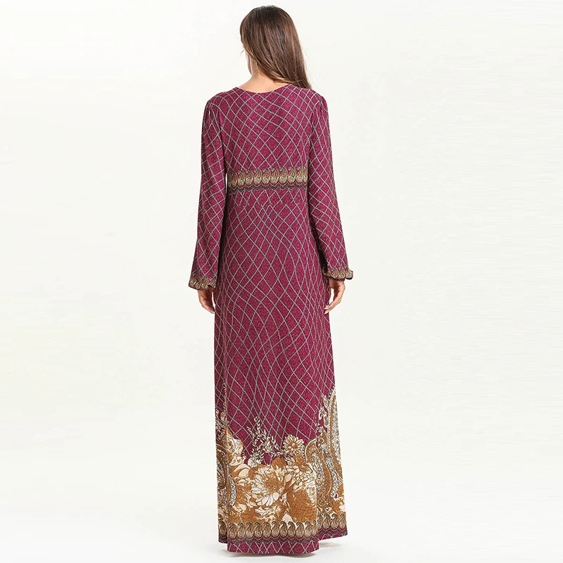 Новое модное мусульманское простое стильное тонкое платье длинными рукавами