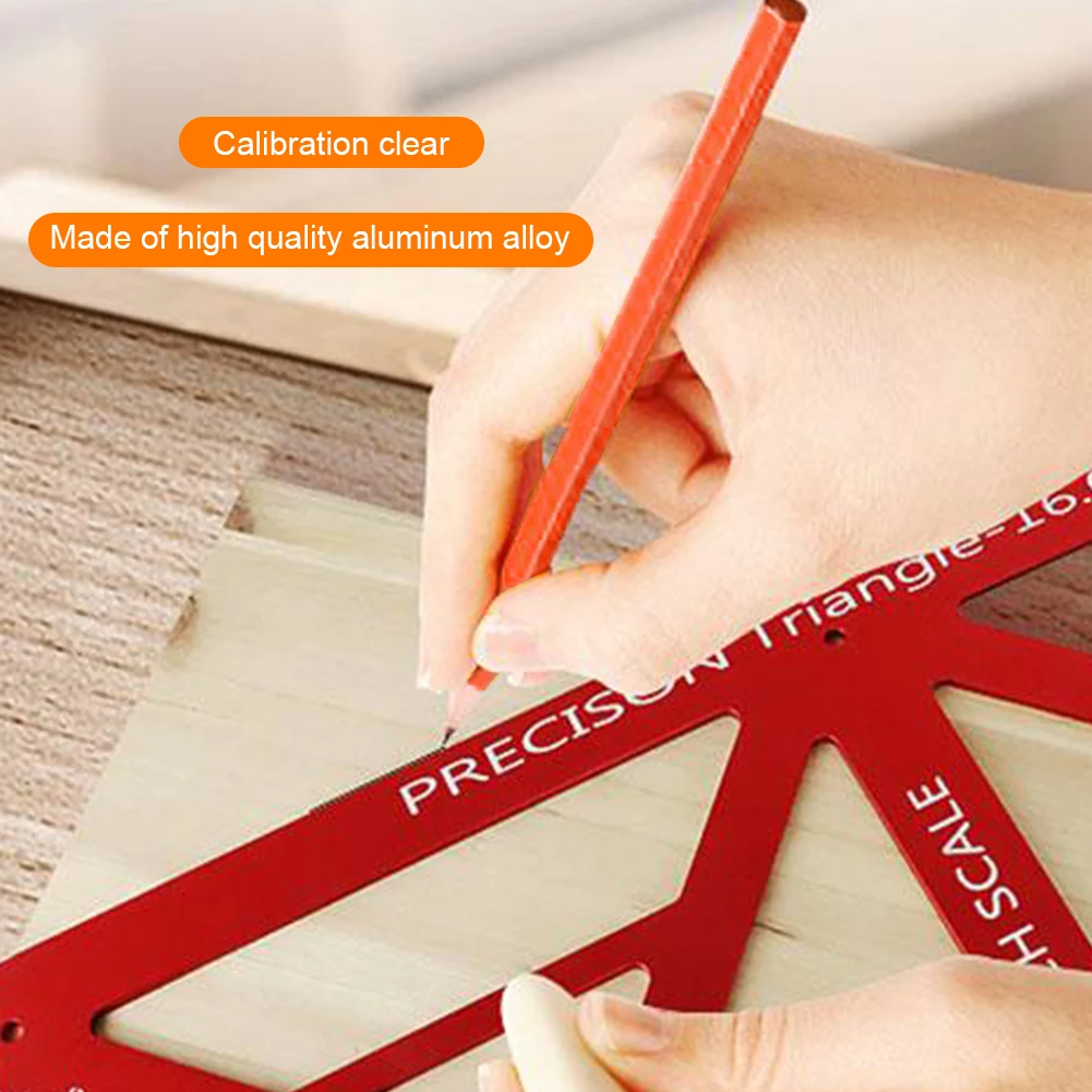 

Деревообрабатывающая треугольная линейка 16 дюймов Многофункциональный измерительный инструмент из алюминиевого сплава имперский легко ч...