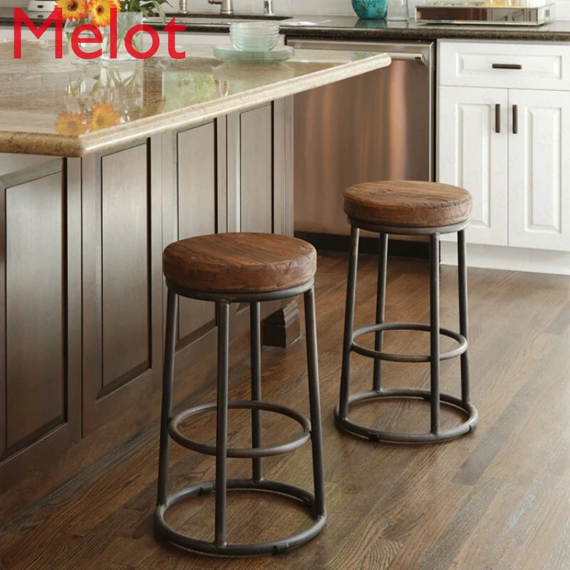 

2020 Solid Wood Creative Bar Stool High Stool Modern Simplicity Coffee Chair Barstool 45/55/65/75cm Height