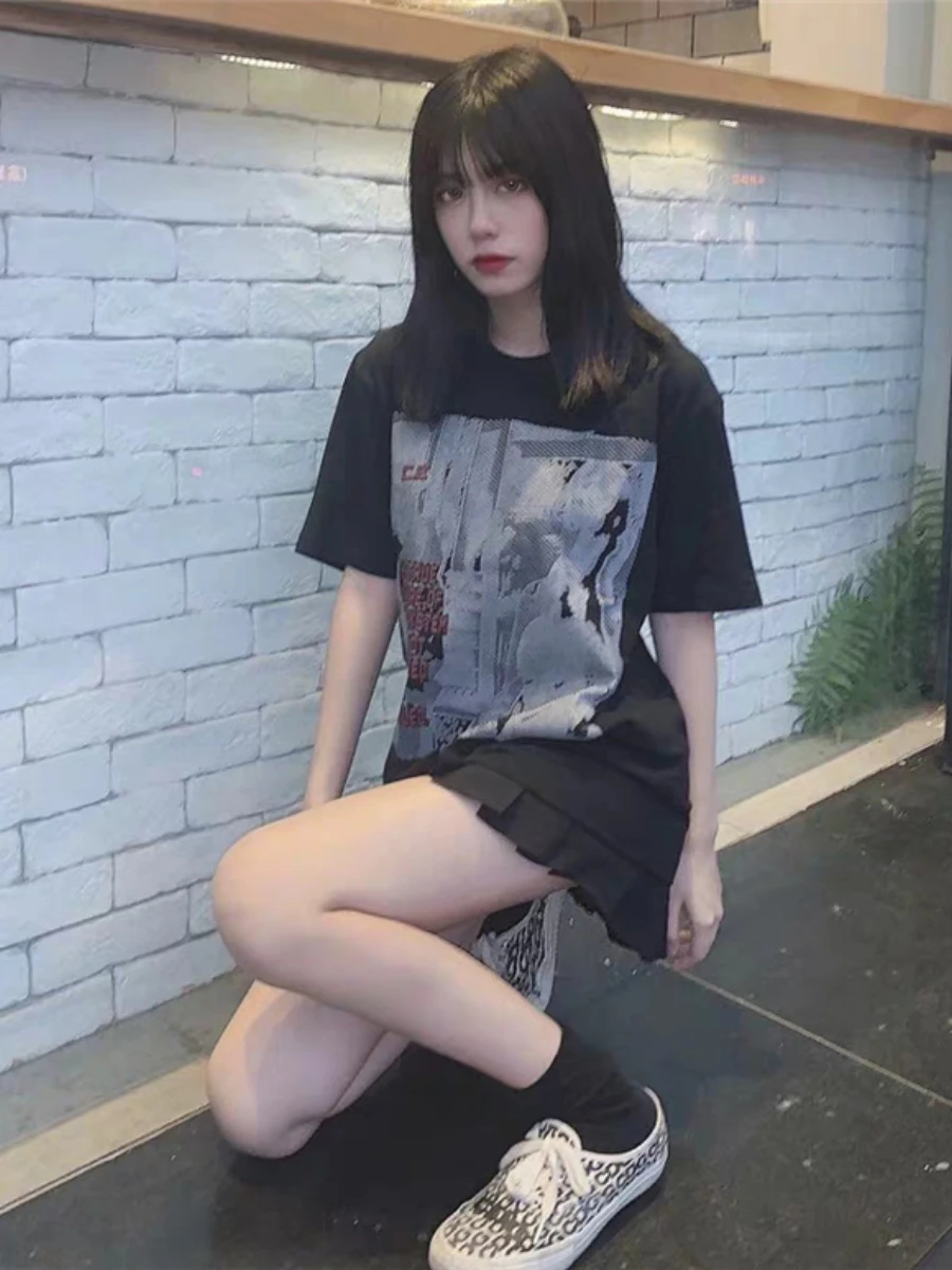 

2021 Summer Men and Women Same Fashion Trend All-match 3M Reflective Digital Face Printed Round Neck Cotton Loose T-shirt