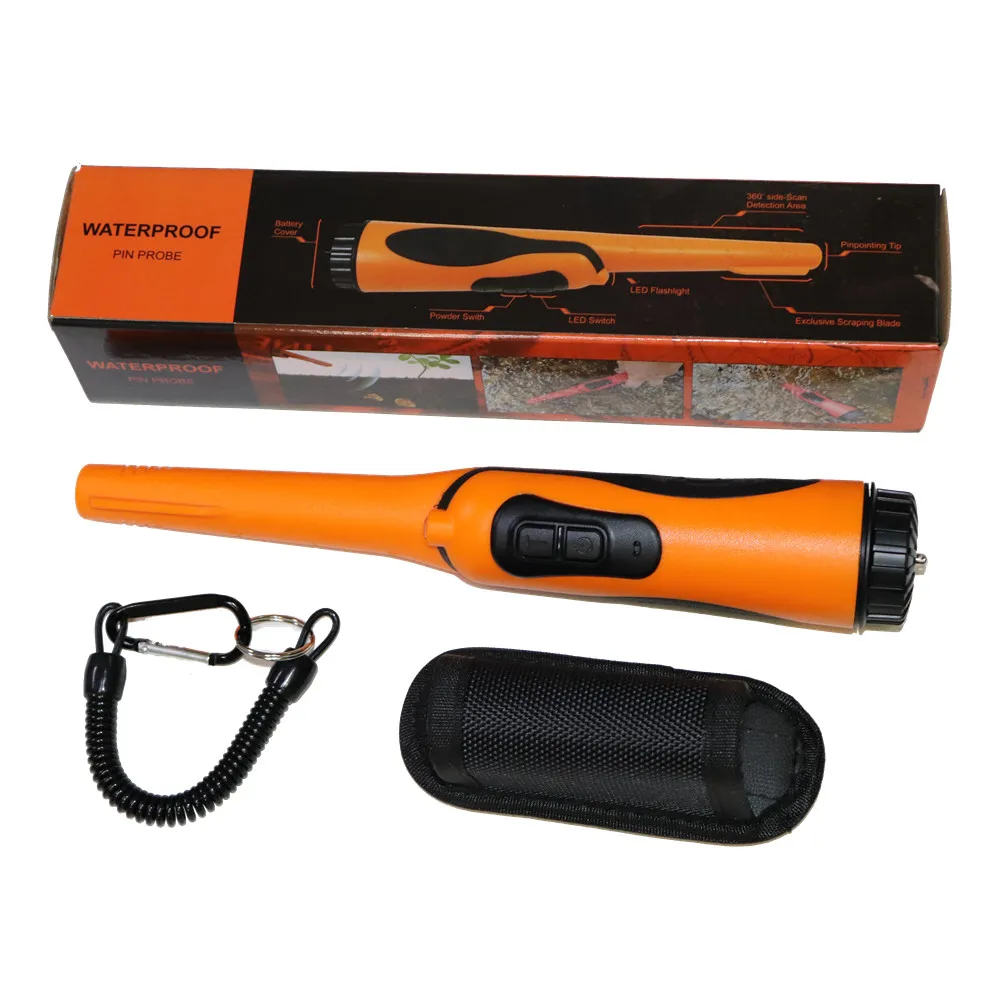Newest Arrival Underwater Waterproof Super Sensitive Handheld Metal Detector LED Flashlight IP68 Gold Detector Security Probe - Color: Orange RZX-520