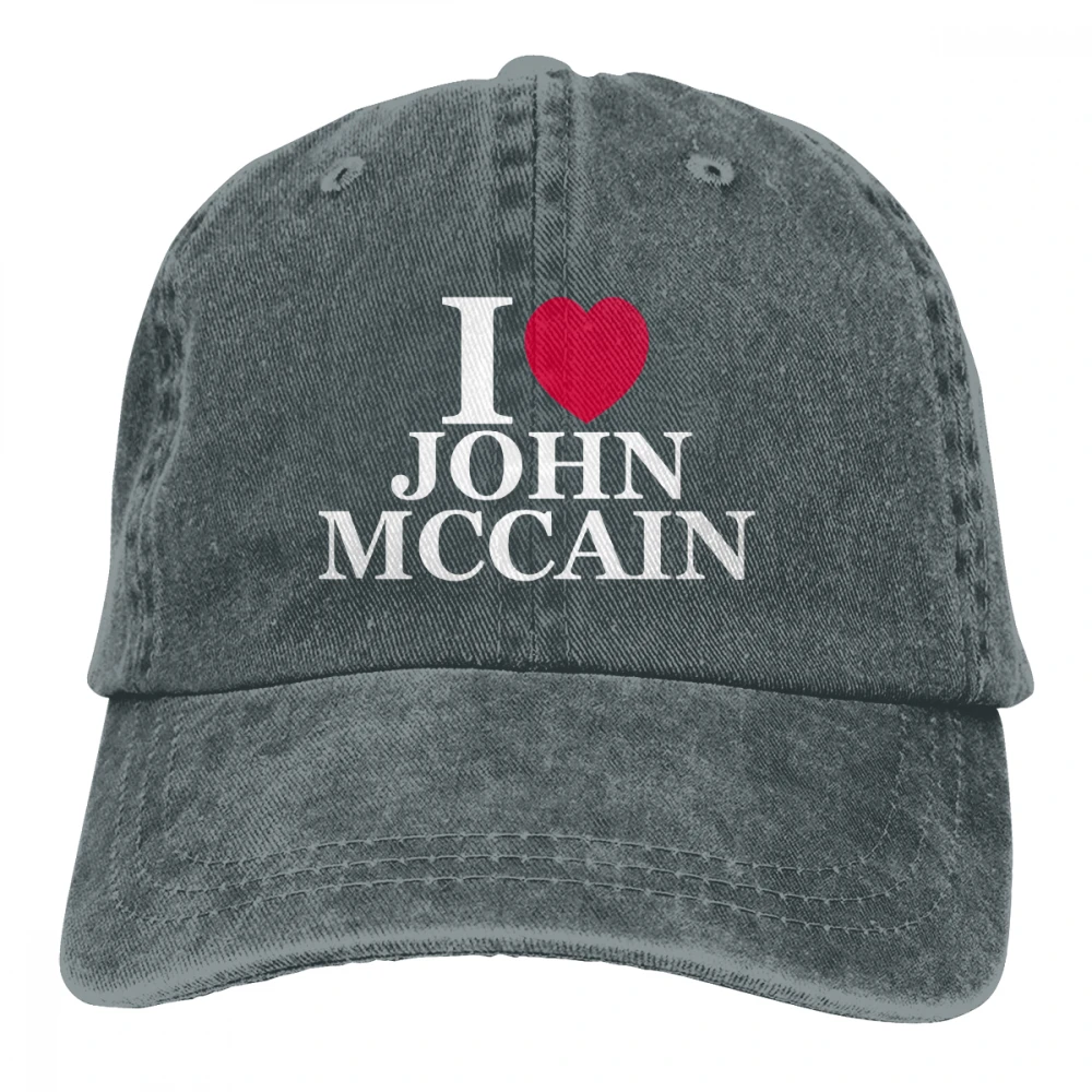 I Love John McCain Кепка черная Унисекс Мужская Женская джинсовая бейсболка с ремешком