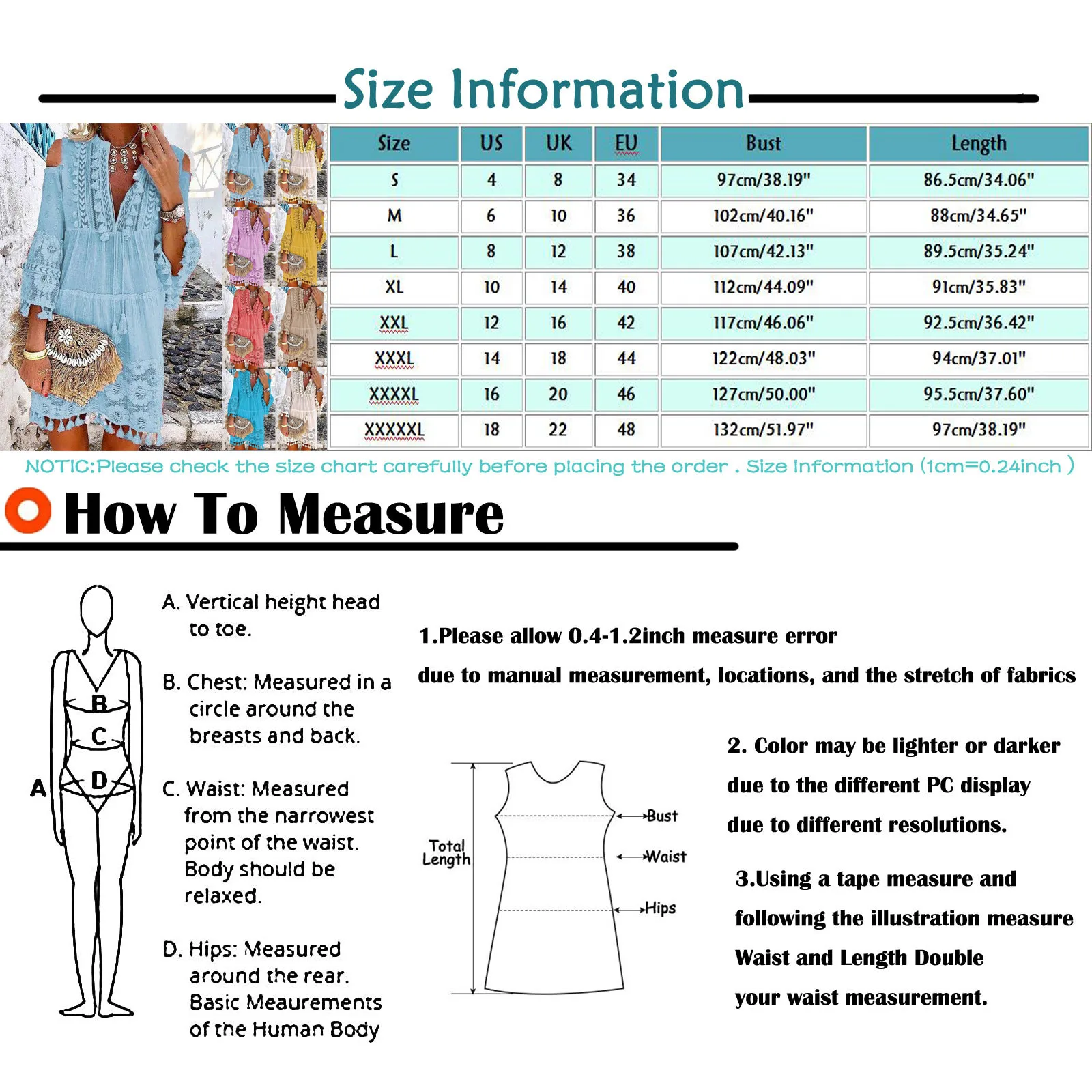 

Women Mini Dress V-Neck Long Sleeve Short Dress Lace Tassel Bohemian Style Loose Casual Plus Maxi Size Party Night Summer 2021