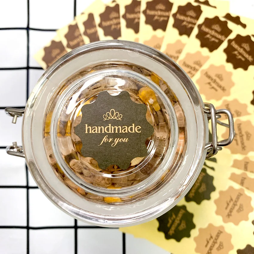 1200 шт./лот цветок круглый дизайн ручная работа для вас наклейка из крафт бумаги с