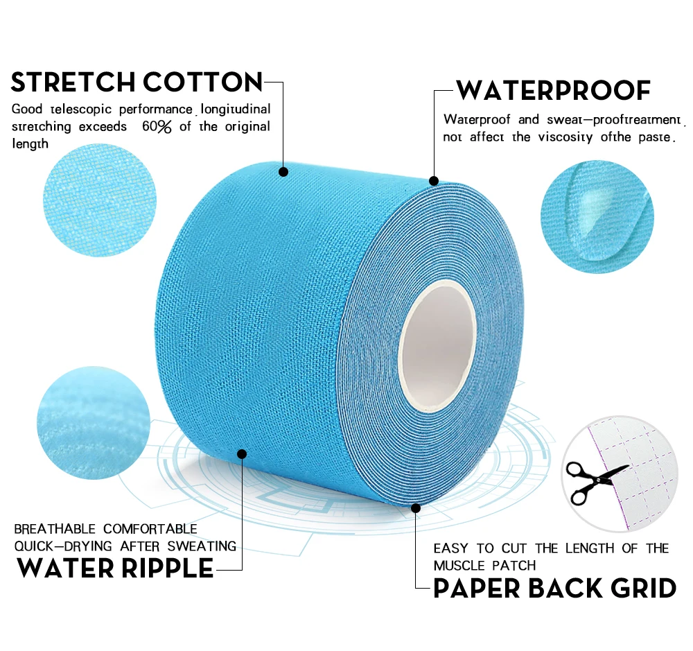 Водонепроницаемая кинезиологическая лента 2 размера для восстановления спорта