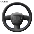 Сделай сам черного цвета из натуральной кожи чехол рулевого колеса автомобиля для Audi A3 (8P) Sportback A4 (B7) Avant A6 (C6) S4 сиденье Exeo 2009-2012