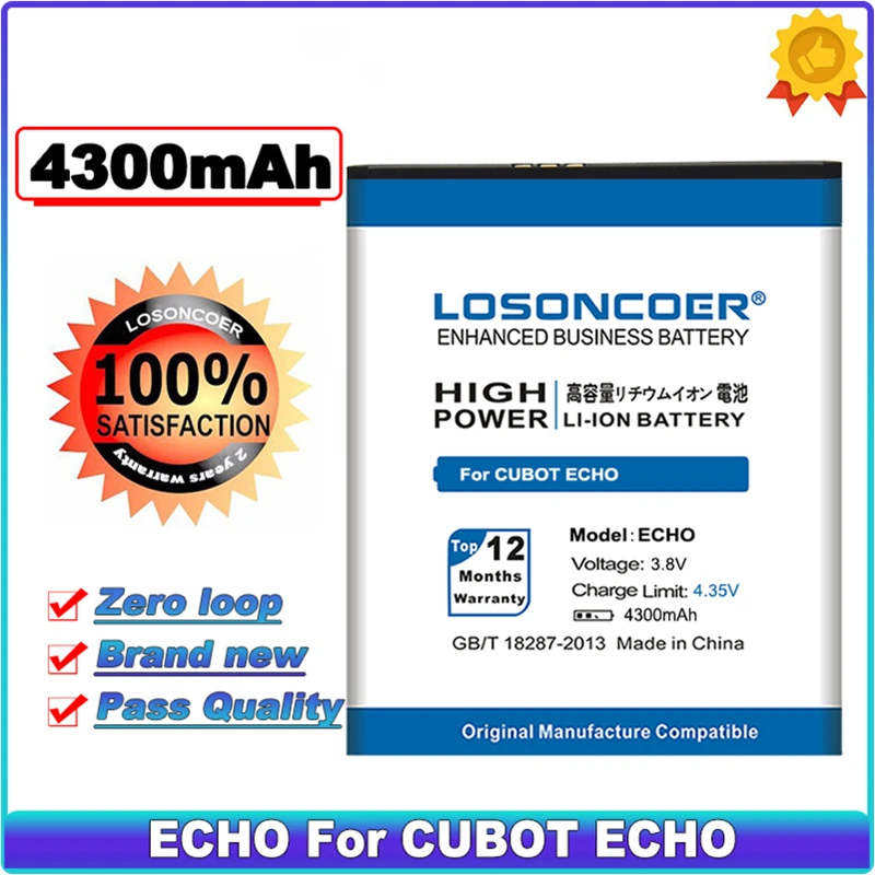

LOSONCOER 4300mAh ECHO For CUBOT ECHO High Capacity Phone Battery~In Stock