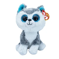 15cm new ty beanie big eyes pea animal gray white dog with blue eyes soft plush stuffed toy doll child collection birthday gift