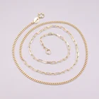 Ожерелье из настоящего желтого золота 18 К, ширина 1,8 мм, панцирная и прямоугольная звеньевая цепь, 17 дюймов, длина около 3,72 г, для женщин