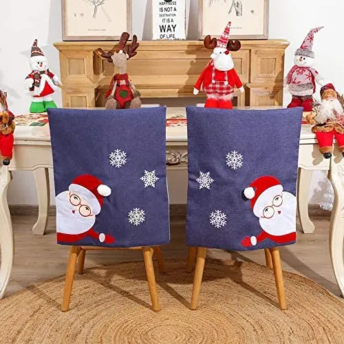 

Christmas 3D Dining Chair Slipcover - 4 Pcs 24x20 inch - Chair Back Cover - Santa Clauss