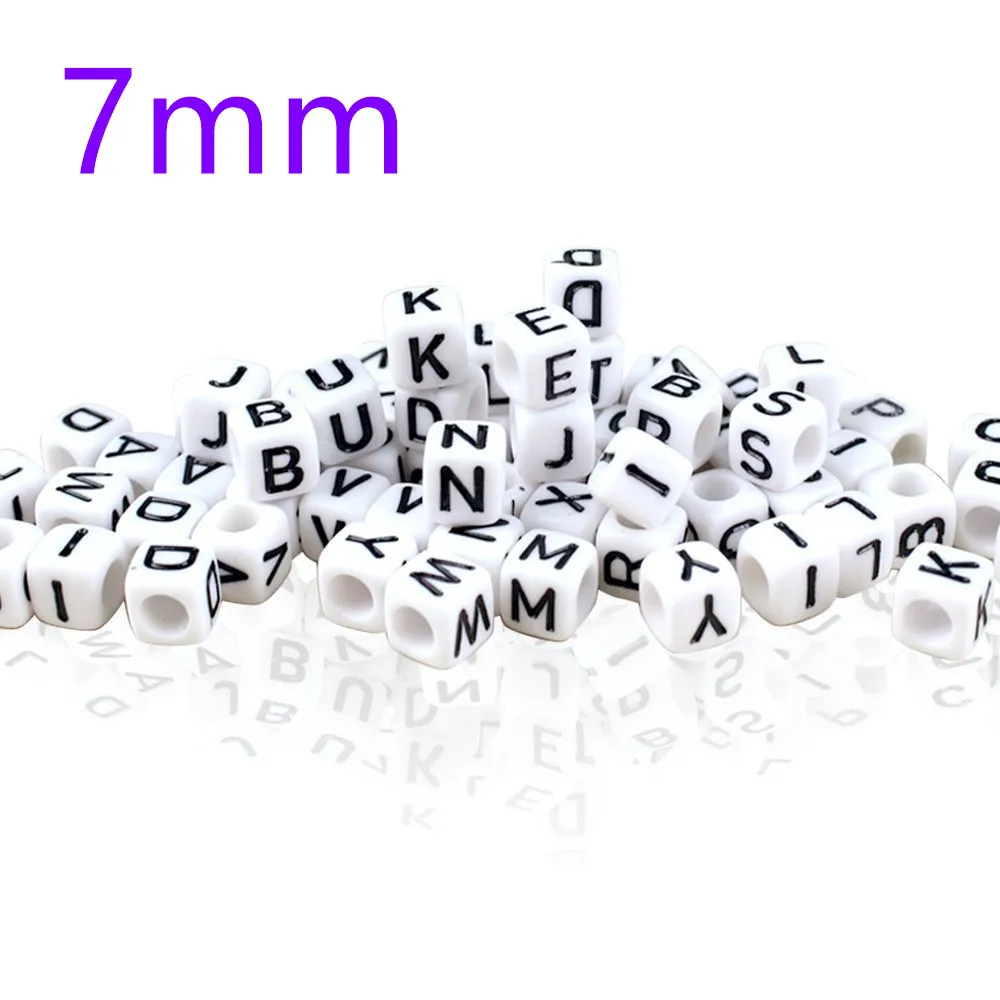 7mm MIXED Letter 100 шт 7-10 мм Смешанные Квадратные бусины в форме букв Алфавит Акриловые бусины ручной работы ювелирных изделий для браслета ожерелье аксессуары - Цвет: 7mm MIXED Letter