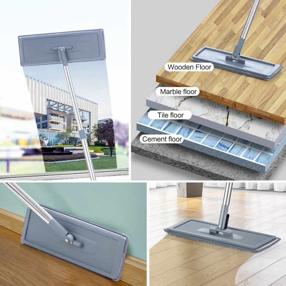 

Magic Mop Household Hand Free Spin Automatic Floor Wooden Mop Home Kitchen Floor Cleaning Microfiber Pads With Bucket