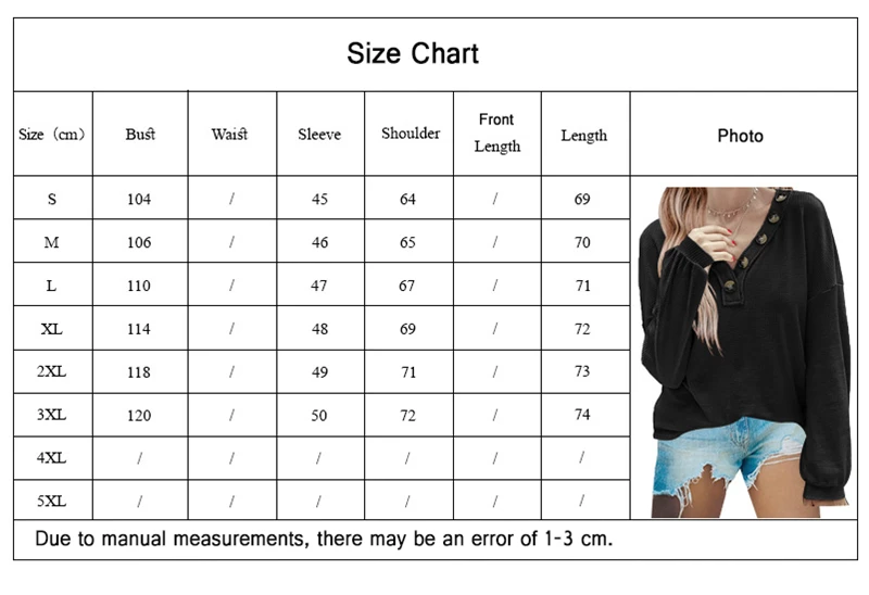 

Autumn Winter Women Streetwear Fashion V-Neck Button Long Sleeve Plus Size Loose T-Shirt Solid Color Casual Female Tshirt Tops