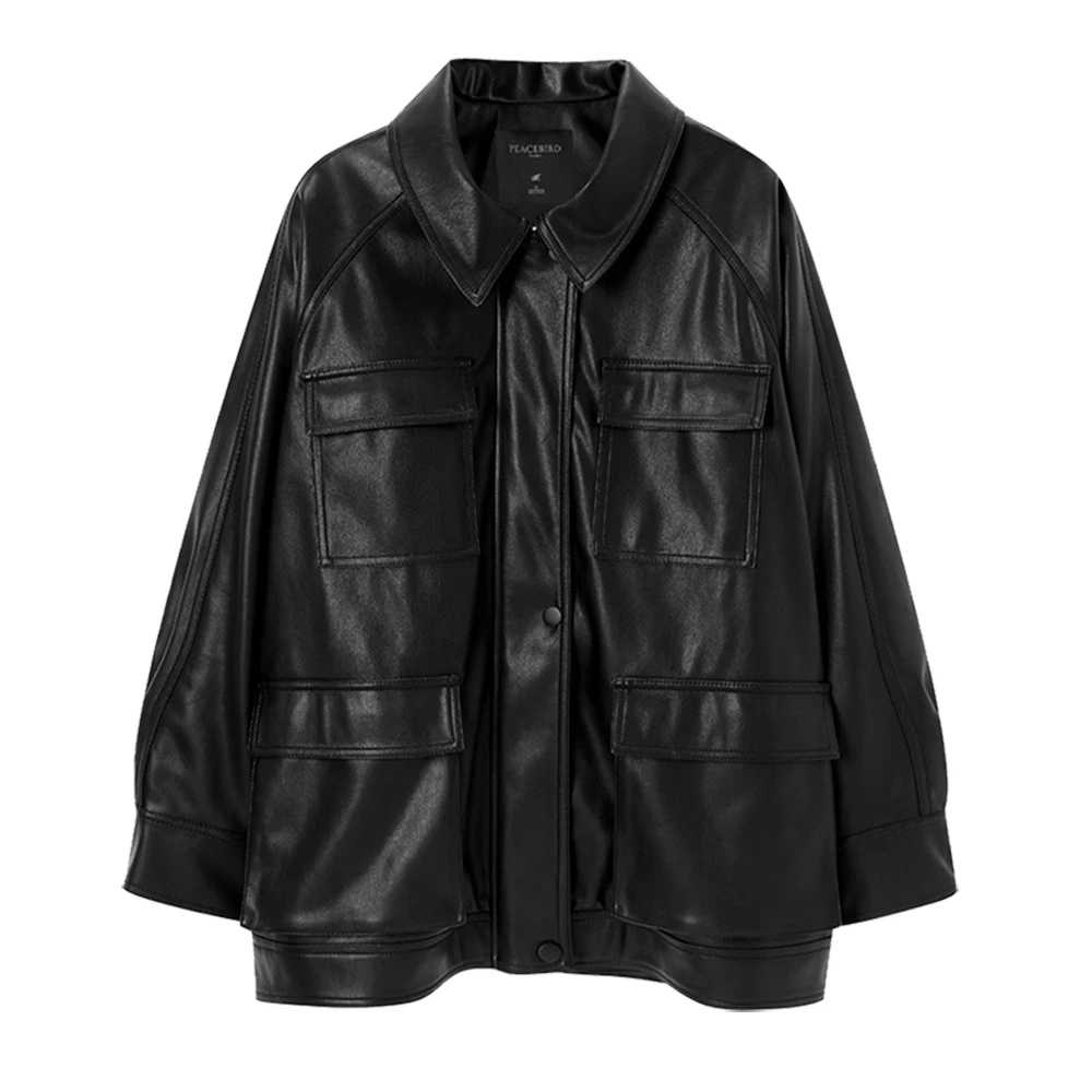 Winter Black Leather Jacket Women Korean Thin Loose Moto Jacket Female 2021 Spring Fashion Streetwear Lady Outerwear Biker Coats