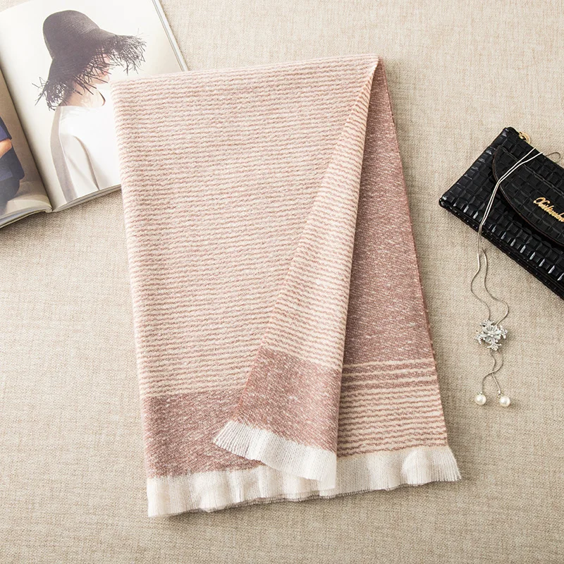 Cashmere Scarf Men Woman Tatting Split Joint Short Beard Thick Section Keep Warm Shawl Stripe Women Male Scarf For Ladies