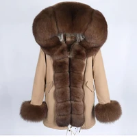 natural fox fur parka 2020 womens winter jacket with large real fur hooded parkas coat female warm loose chaqueta mujer