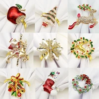 new metal christmas tree napkin rings bow flower wreath mouth ring bell elk santa wedding banquet hotel home table xmas decor