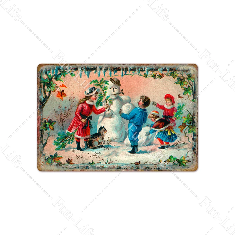 Рождественские винтажные металлические знаки постер с Санта-Клаусом