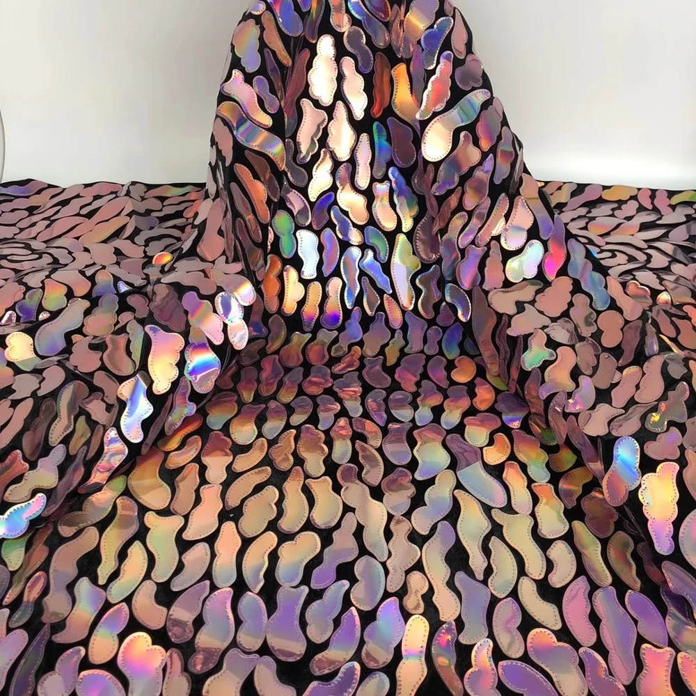 Новый дизайн африканская бархатная кружевная ткань разноцветная