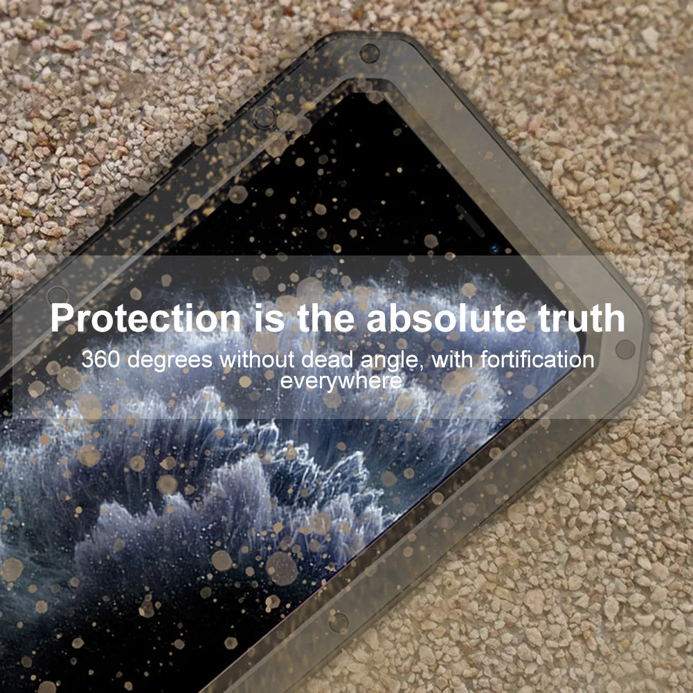 

For iPhone11 Pro max 12 12Pro MAX xr xsmax drop-proof waterproof protective cover for iPhone metal three-proof mobile phone case
