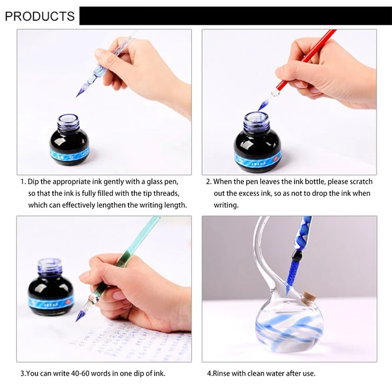 

Stained glass dip pen gift box signature crystal pen creative color test stationery