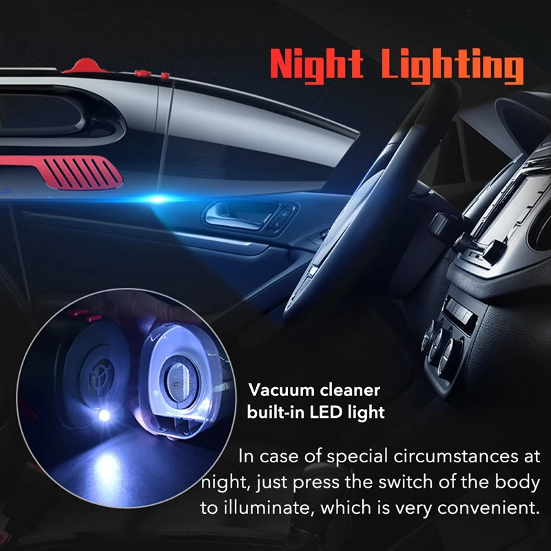 

120W Portable Wireless Handheld Wet/Dry Car Vacuum Cleaner 6500Pa Super Suction for Car Home - Black wired