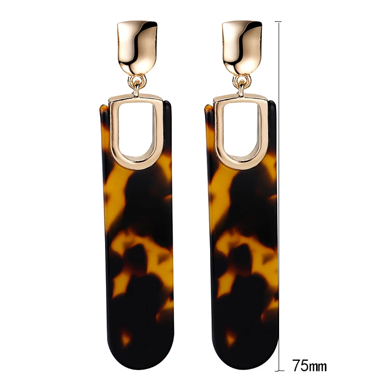 Женские акриловые прямоугольные серьги ZA с леопардовым принтом геометрические