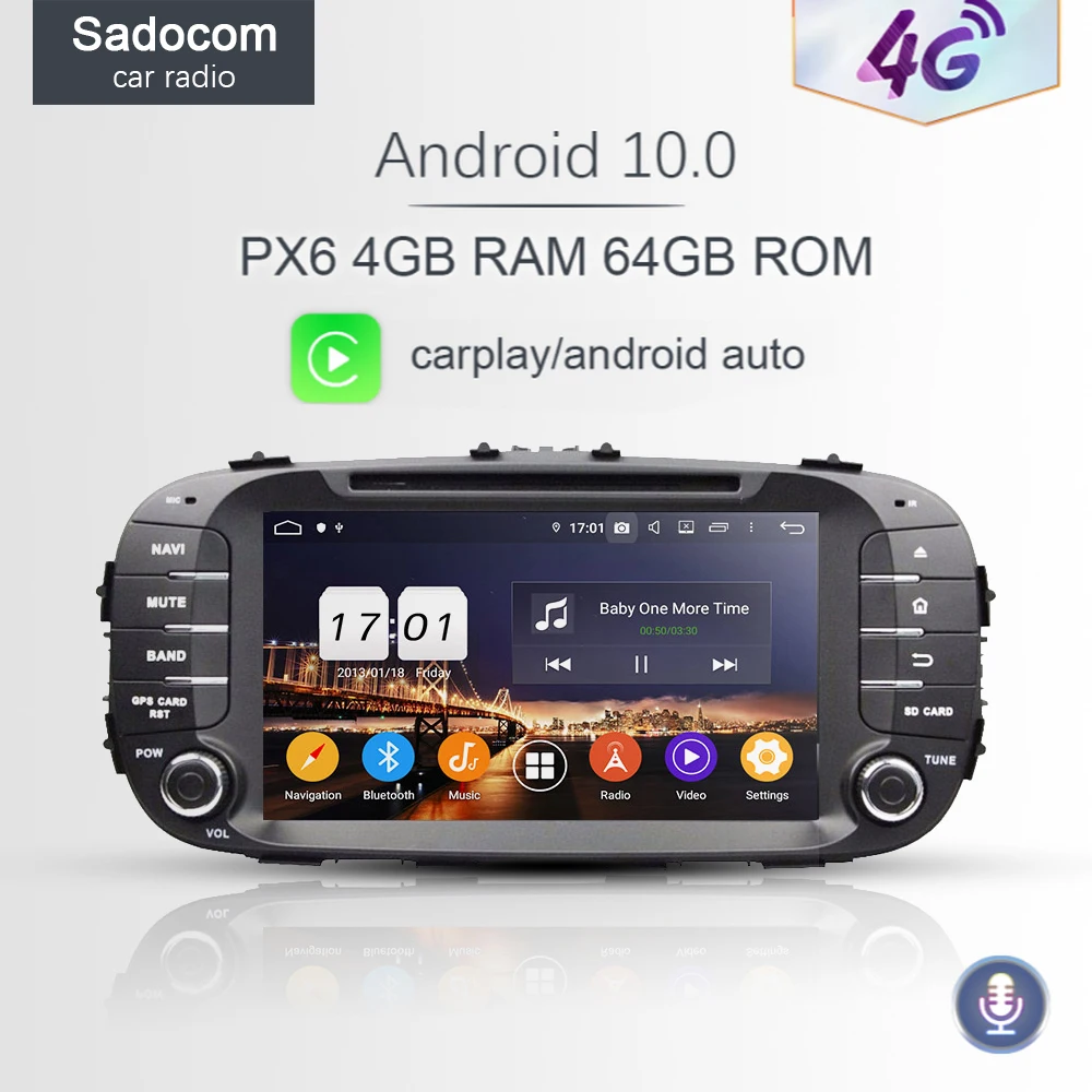 Автомобильный DVD плеер 720P PX6 8 дюймов 2 din Android 10 0 ядер 4 Гб + 64 ГБ для kia SOUL 2014 2015 2016