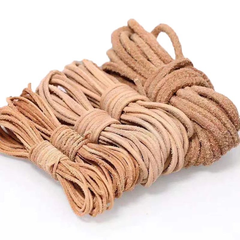 

diy handmade jewelry accessories leather rope primary color round yak cowhide rope bracelet necklace leather braided rope 5 m