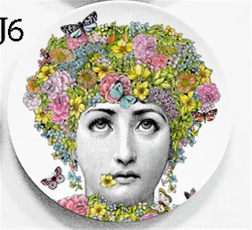 6 " 7" " Мода Fornasetti Тарелка декоративная подвесная тарелка домашнее украшение Настенная посуда керамический Декор Европейское настенное блюдо - Цвет: 6
