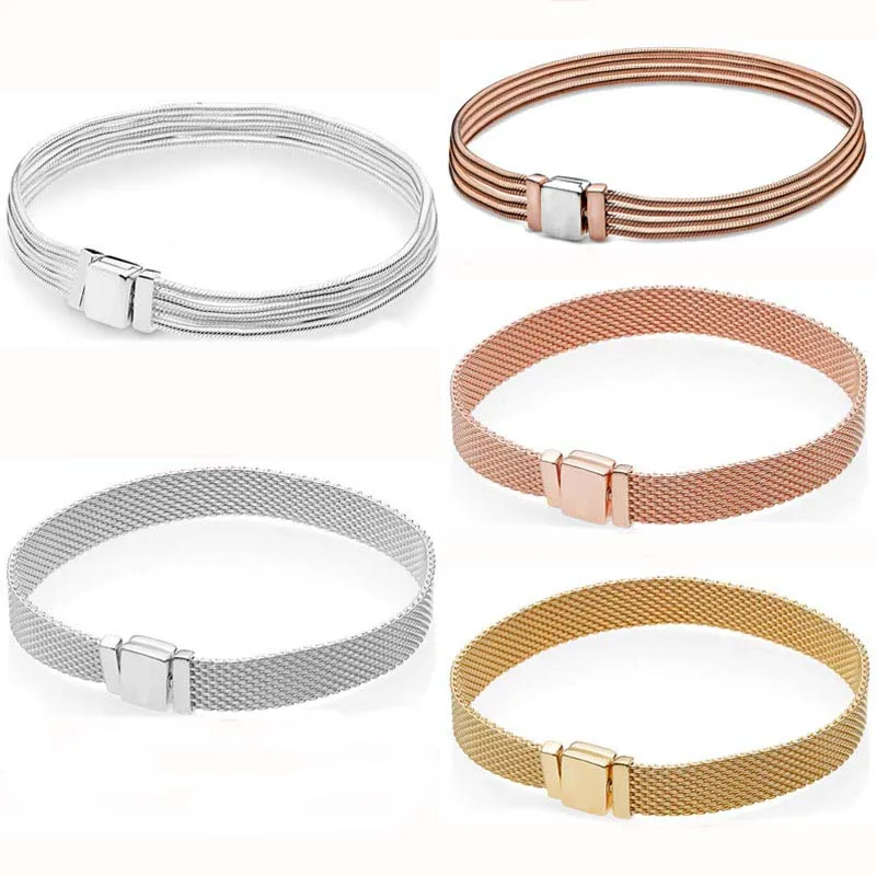 

Оригинальный Женский браслет из розового золота S925, серебряные рефлексоры, браслет с несколькими змеями для популярного браслета, бусины, о...