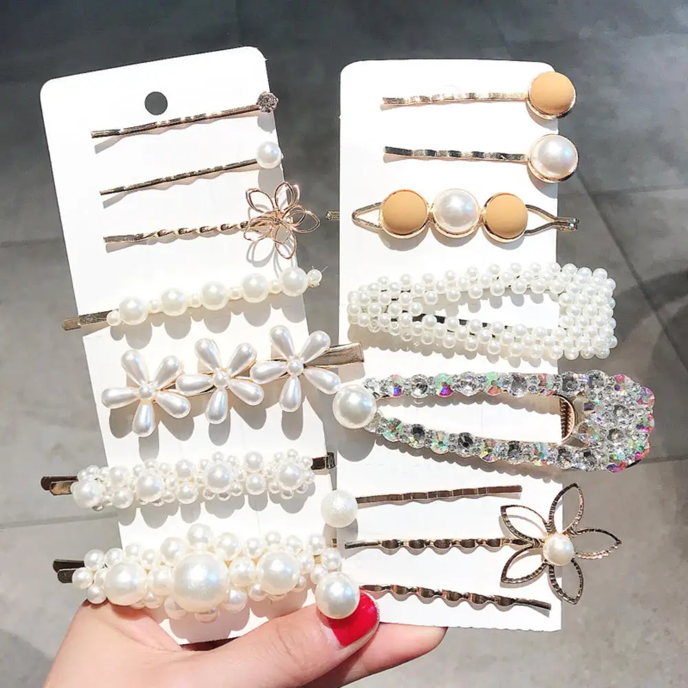 

6/7Pcs/lot More Styles Hot Fashion Alloy Pearl Exquisite Simple Hair Clip Barrette Headbands Girls Hair Accessories Headwear