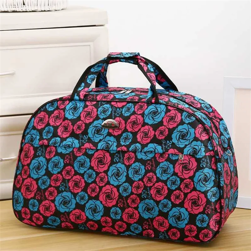 Leather Women Travel Bags Handbags New Fashion Portable Hand Fitness Floral Duffel Bag Waterproof Weekend Bag For Lady