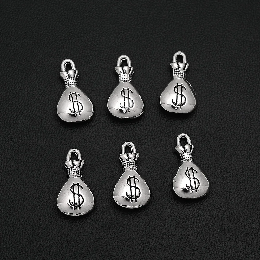 

10pcs/Lots 10x17mm Antique Silver Plated Purse Wallet Charm $ Pendants For Diy Jewellery Making Bulk Items Crafts Hqd Wholesale