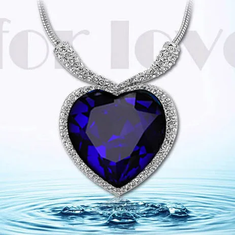 Сердце океана любовь кулон Титаник Ожерелье Мода Сапфир инкрустированные