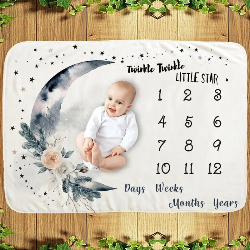 

Infant Monthly Record Growth Milestone Blanket Newborn Photography Props Cloth